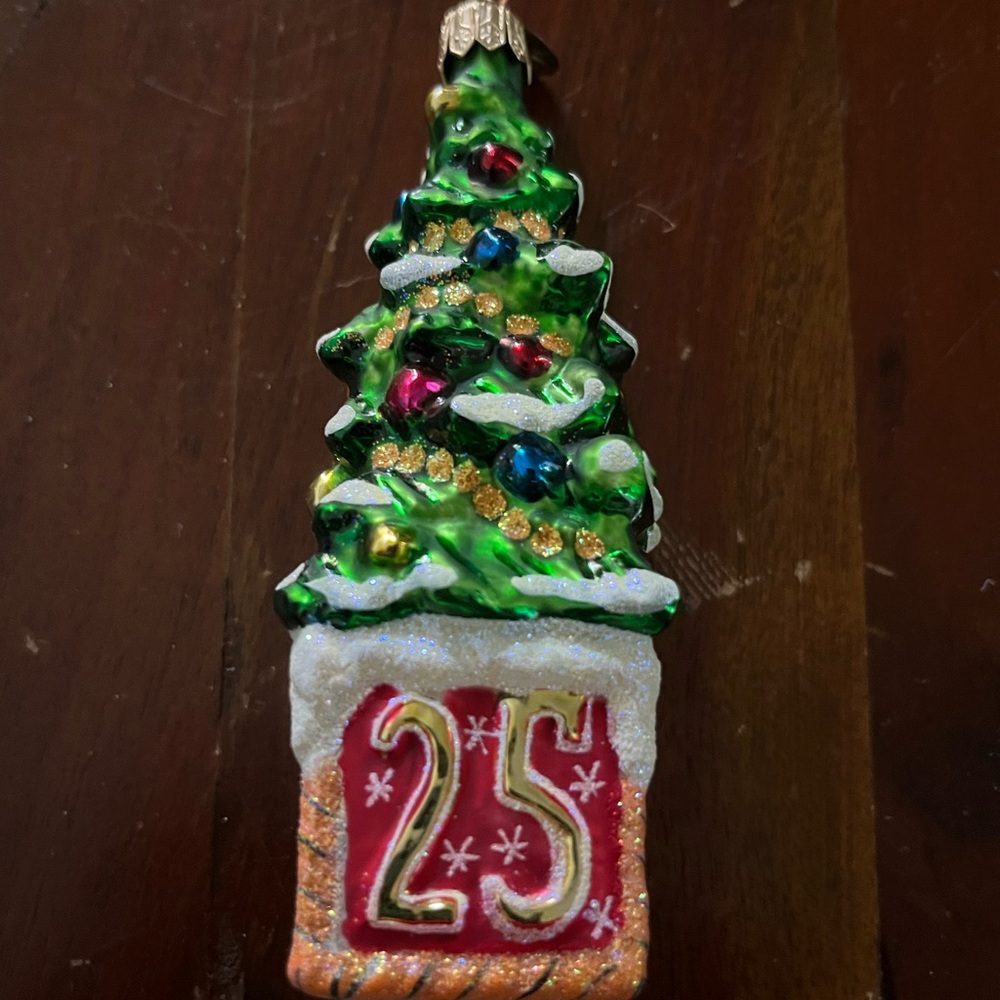 Festive Blown Glass Christmas Tree Ornament
